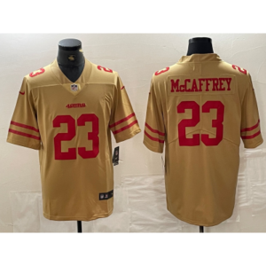 Nike 49ers 23 Christian McCaffrey Dorado Vapor Limited Hombre Jersey